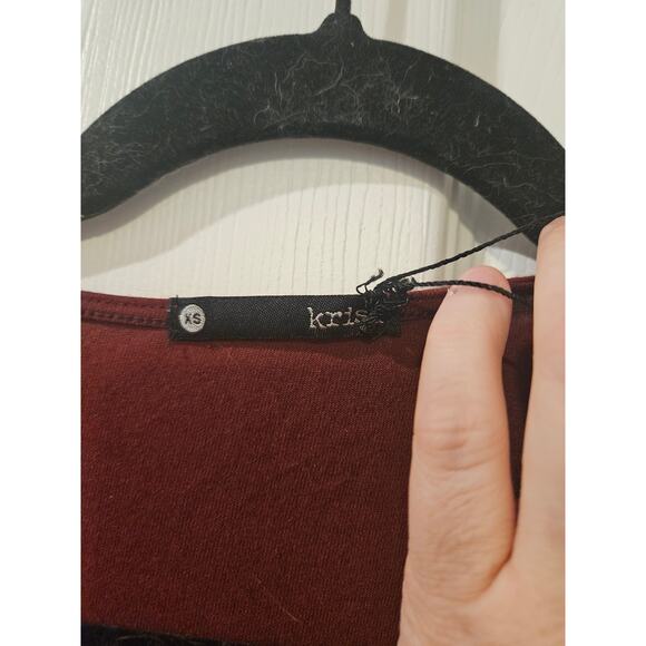 Krisa KD-1090 Ruched Mini Dress XS Burgundy LS NWT Revolve‎ Draped Bodycon - Picture 2 of 6